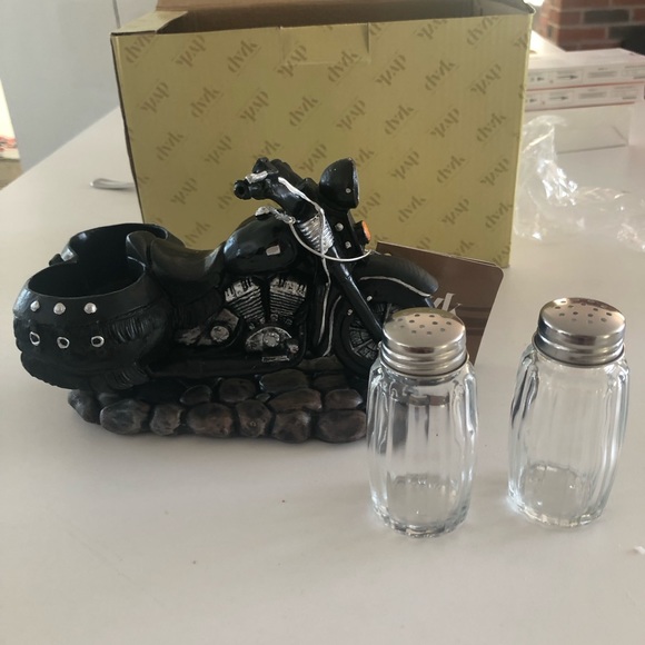 The “Open Roads” Motorcycle Salt and Pepper Shaker Holder - Picture 2 of 3